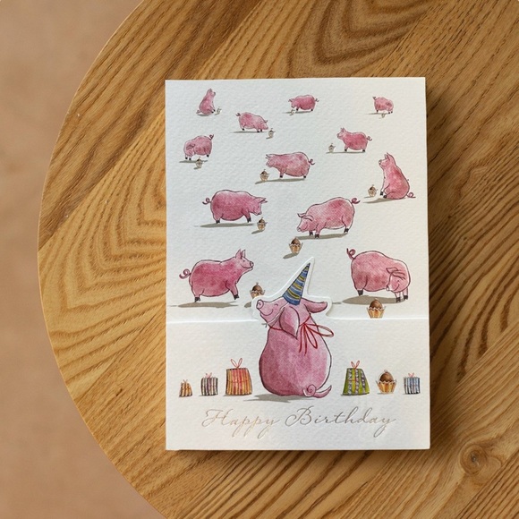 Happy Birthday Piglet Greeting Card - Picture 2 of 8